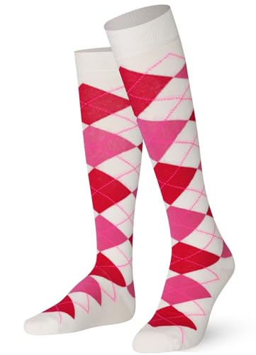 Mysocks Unisex Kniestrümpfe Argyle Socken Rosa fuchsia Rosa fuchsia von Mysocks