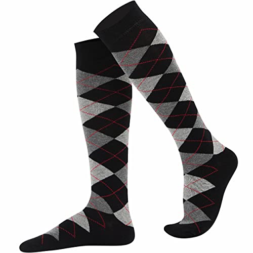 Mysocks Unisex Kniestrümpfe Argyle Socken schwarz Dunkel anthrazit Asche von Mysocks