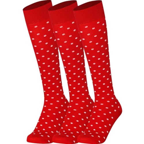 Mysocks Unisex Kniestrümpfe Gepunktet Aus Extra Fein Gekämmter Baumwolle, 3 Paar Gepunktet Rot 42-46 von Mysocks