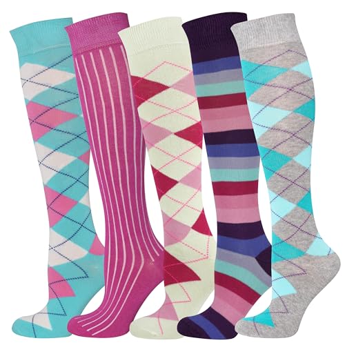 Mysocks Unisex Kniestrümpfe Gepunktet Aus Extra Fein Gekämmter Baumwolle 5 Paare Multi Design 751 42-46 von Mysocks