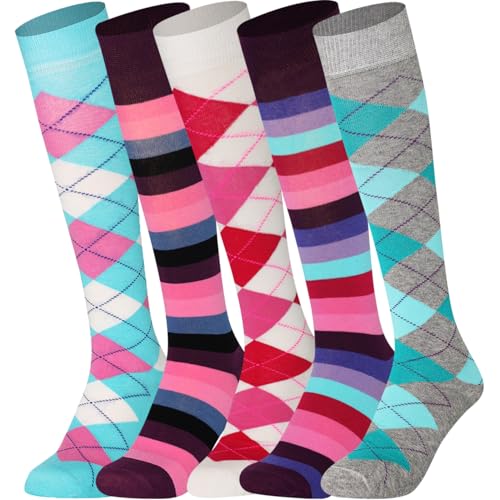 Mysocks Unisex Kniestrümpfe Gepunktet Aus Extra Fein Gekämmter Baumwolle 5 Paare Multi Design 751 42-46 von Mysocks