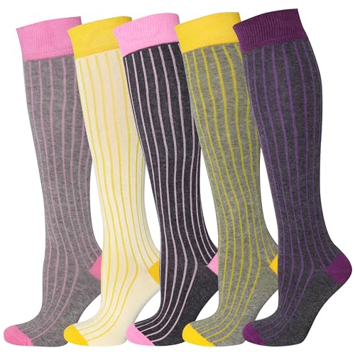 Mysocks Unisex Kniestrümpfe Gepunktet Aus Extra Fein Gekämmter Baumwolle 5 Paare Multi Design 752 37-41 von Mysocks
