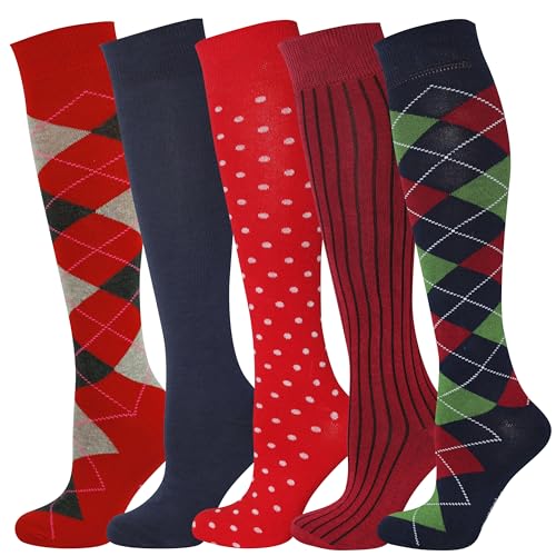 Mysocks Unisex Kniestrümpfe Gepunktet Aus Extra Fein Gekämmter Baumwolle 5 Paare Multi Design 754 42-46 von Mysocks