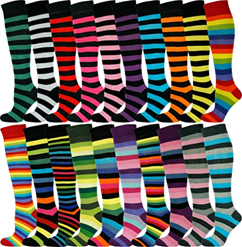 Mysocks Unisex Kniestrümpfe lange Socken Streifen 20 Paare von Mysocks
