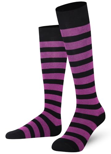Mysocks Unisex Kniestrümpfe lange Socken Streifen Lila Schwarz von Mysocks