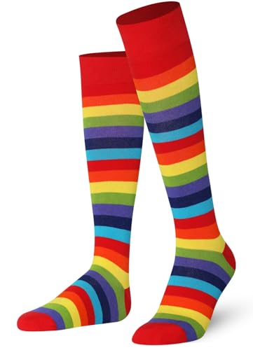 Mysocks Unisex Kniestrümpfe lange Socken Streifen Regenbogen dick von Mysocks