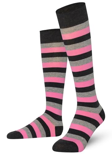 Mysocks Unisex Kniestrümpfe lange Socken Streifen Rosa Asche anthractie von Mysocks