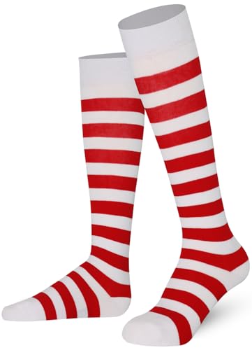 Mysocks Unisex Kniestrümpfe lange Socken Streifen Rot und weiß von Mysocks