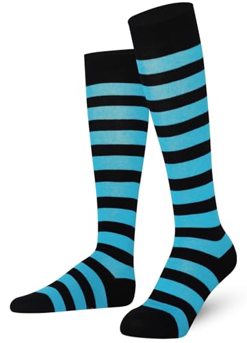Mysocks Unisex Kniestrümpfe lange Socken Streifen Türkis schwarz von Mysocks