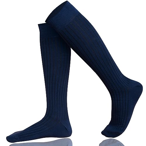 Mysocks Unisex Kniestrümpfe lange Socken gewelltes Marine von Mysocks