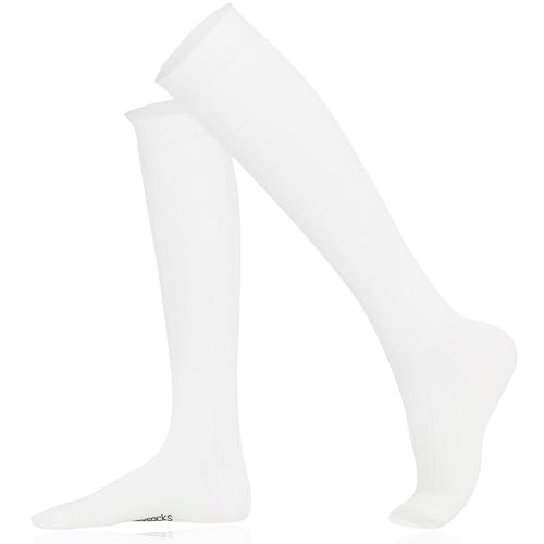 Mysocks Unisex Kniestrümpfe lange Socken gewelltes Weiß von Mysocks