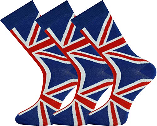 Mysocks Unisex-Socken aus gekämmter Baumwolle, Union Jack, britische Flagge, 3 Paar, Größe 37-41 von Mysocks