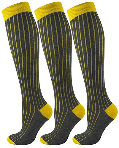 Mysocsk 3 Paare Unisex gerippte Kniestrümpfe Anthrazitgelb Mysocsk 3 Paare Unisex gerippte Kniestrümpfe Anthrazitgelb von Mysocks