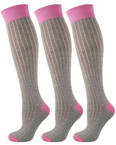 Mysocsk 3 Paare Unisex gerippte Kniestrümpfe Aschenrosa von Mysocks