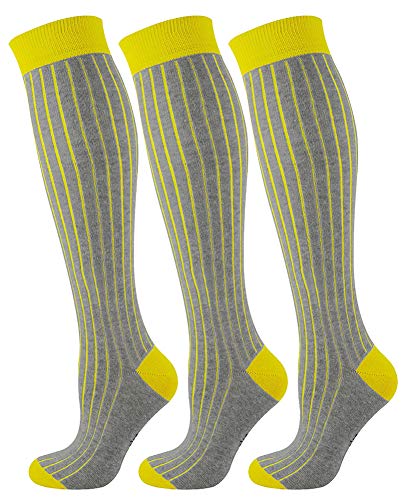 Mysocsk 3 Paare Unisex gerippte Kniestrümpfe Aschgelb von Mysocks