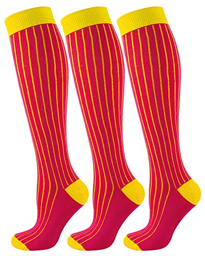Mysocsk 3 Paare Unisex gerippte Kniestrümpfe Fuchsiengelb von Mysocks