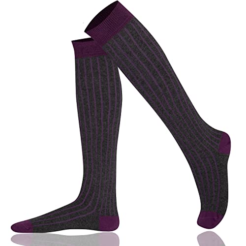 Mysocsk Unisex gerippte Kniestrümpfe Anthrazit Lila von Mysocks