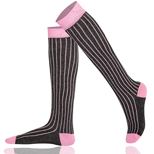 Mysocsk Unisex gerippte Kniestrümpfe Anthrazit-Rosa von Mysocks