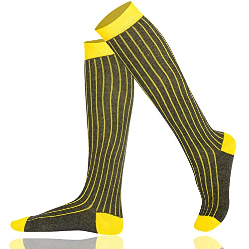 Mysocsk Unisex gerippte Kniestrümpfe Anthrazitgelb von Mysocks