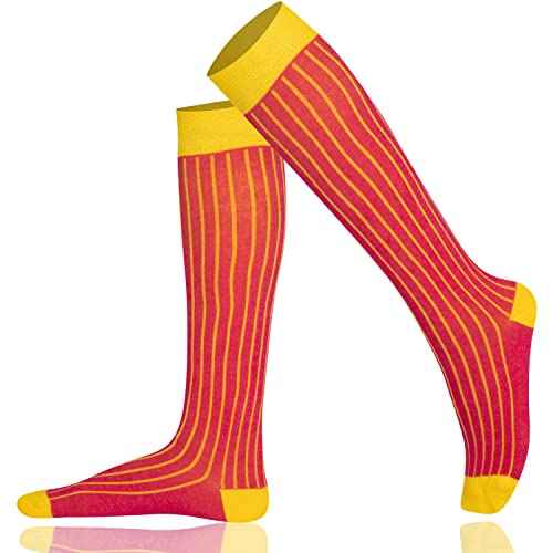 Mysocsk Unisex gerippte Kniestrümpfe Fuchsiengelb von Mysocks