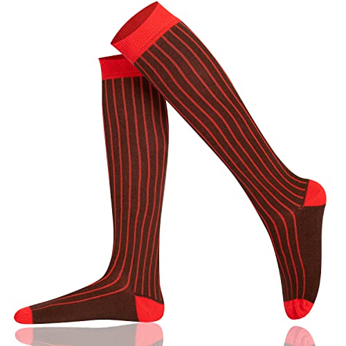 Mysocsk Unisex gerippte Kniestrümpfe Rotbraun von Mysocks