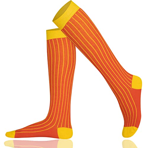 Mysocsk Unisex gerippte Kniestrümpfe Scharlachrot gelb von Mysocks