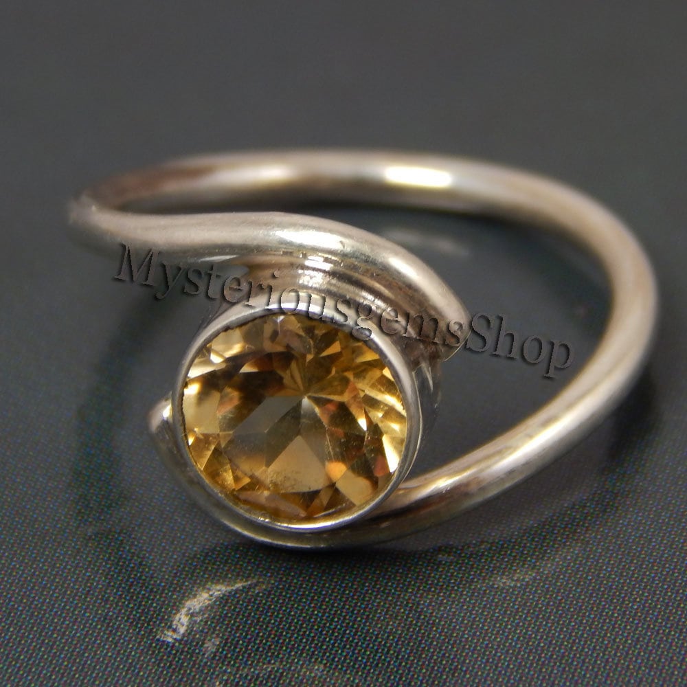 Citrin Schmuck 925 Sterling Silber Ring Damen Gelb Edelstein Geschenk Für Sie Unikat Statement von MysteriousgemsShop