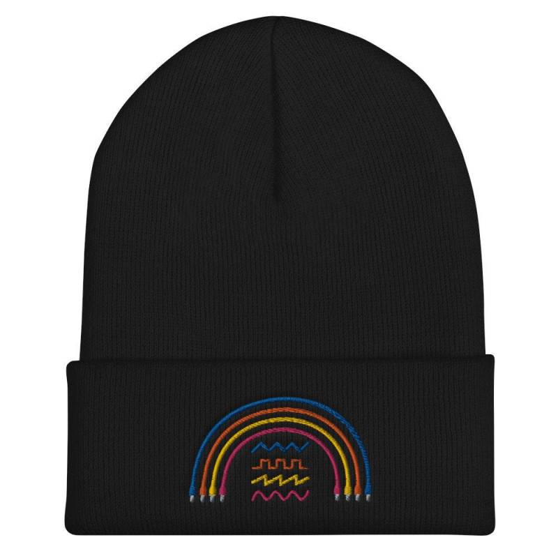 Regenbogen Patch Kabel Und Waveform Beanie Totenkopf Mütze von MysteryCircles