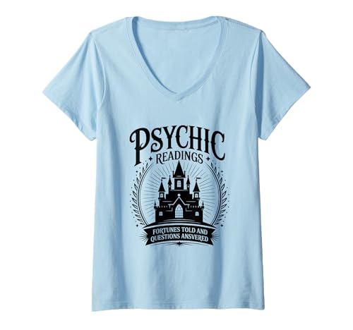 Damen Psychic Readings Fortunes Told: Beantwortete Fragen T-Shirt mit V-Ausschnitt Damen Psychic Readings Fortunes Told: Beantwortete Fragen T-Shirt mit V-Ausschnitt von Mystic Insights Psychic Fortune Telling