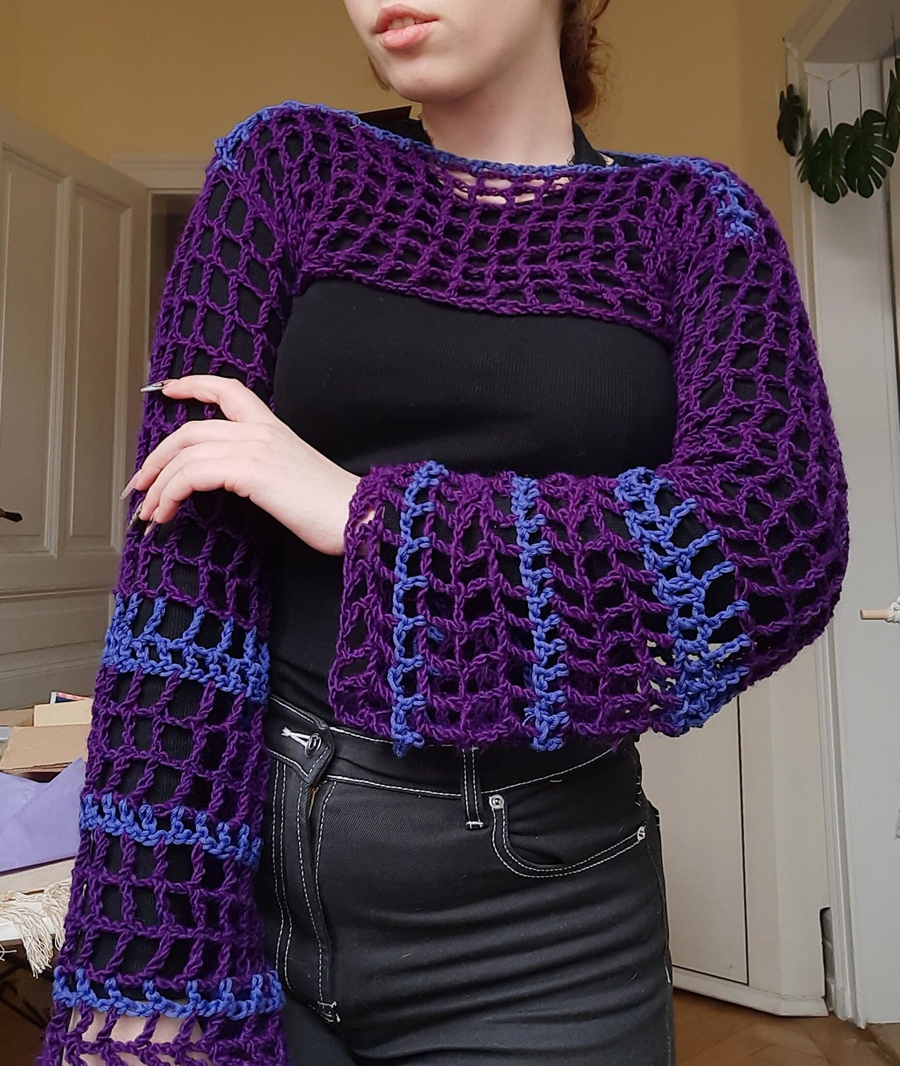 Häckel Oberteil Ärmel Bolero Shrug Lila Blau von MysticGemJewelryy