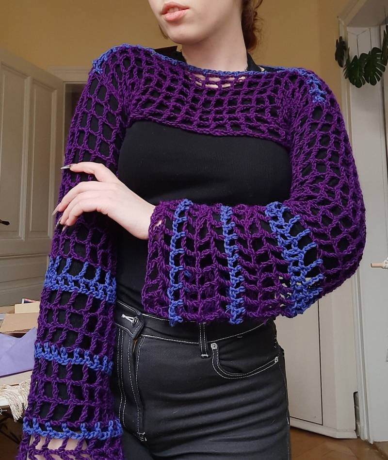 Häckel Oberteil Ärmel Bolero Shrug Lila Blau Häckel Oberteil Ärmel Bolero Shrug Lila Blau von MysticGemJewelryy
