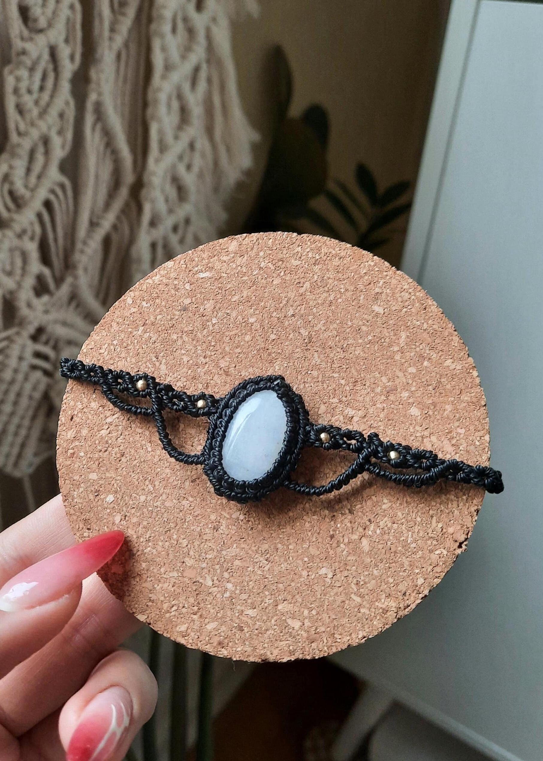 Mondstein Armband Aus Makramee, Edelsteinschmuck von MysticGemJewelryy