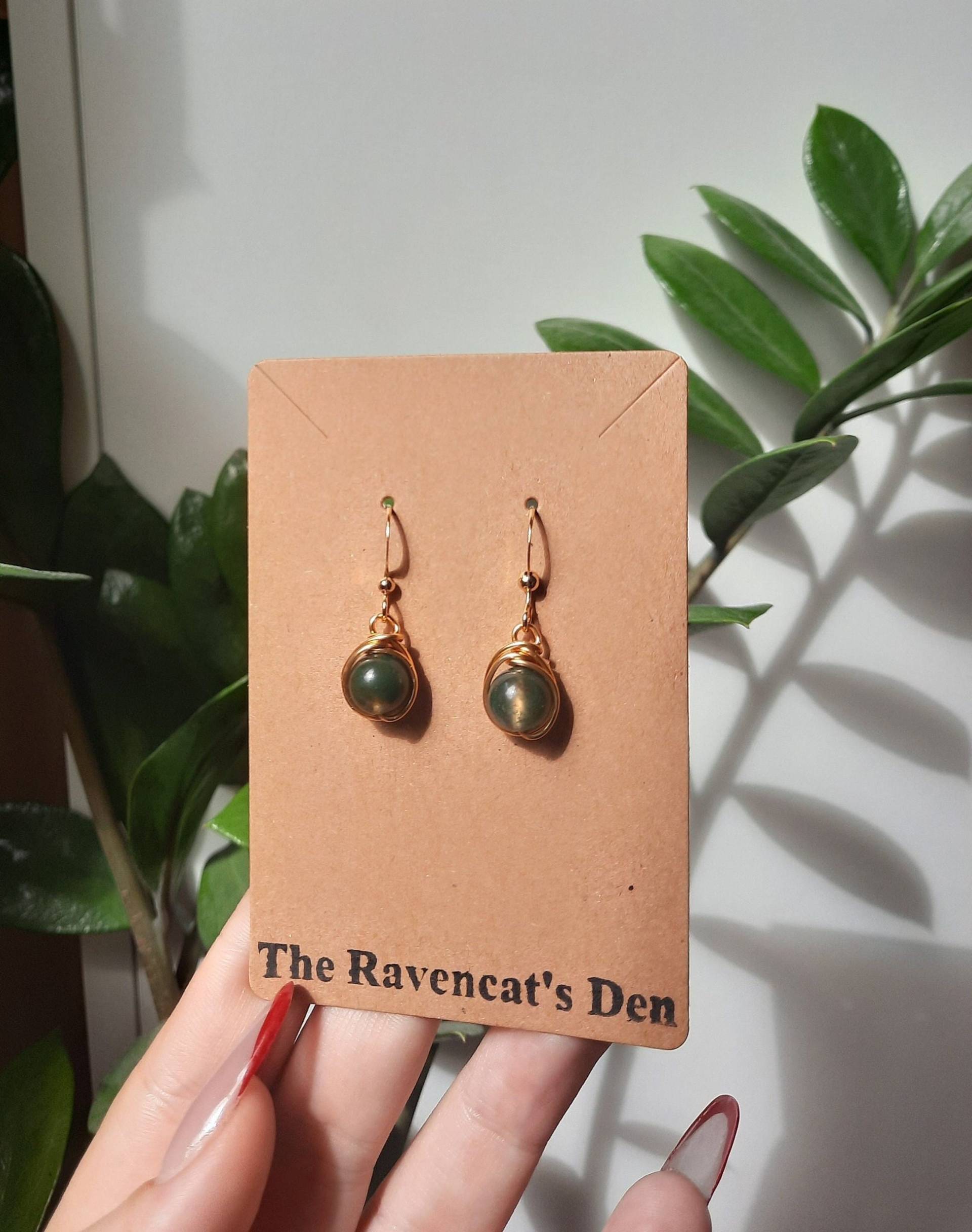 Moosachat Kristall Ohrringe Gold von MysticGemJewelryy