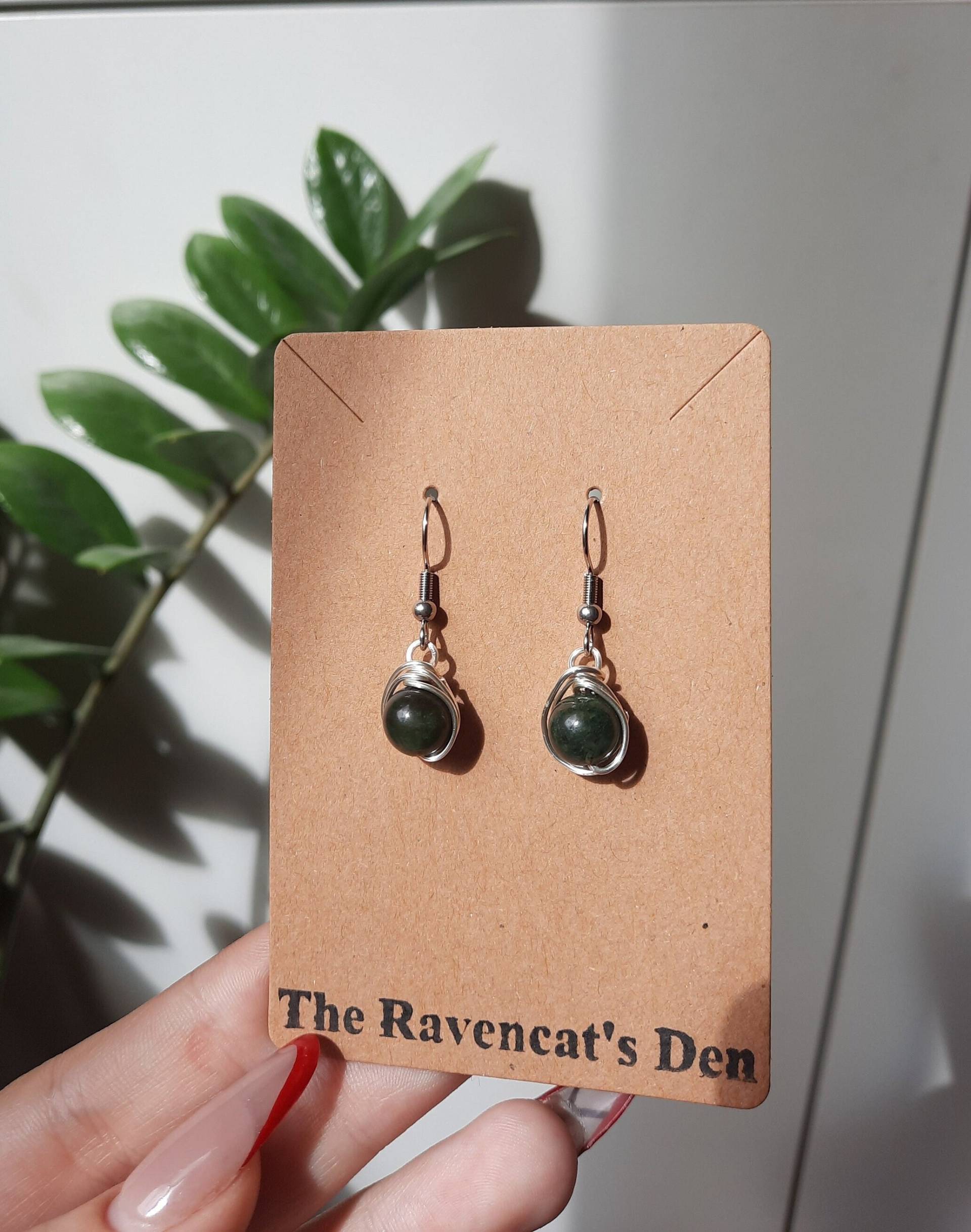 Moosachat Kristall Ohrringe Silber von MysticGemJewelryy