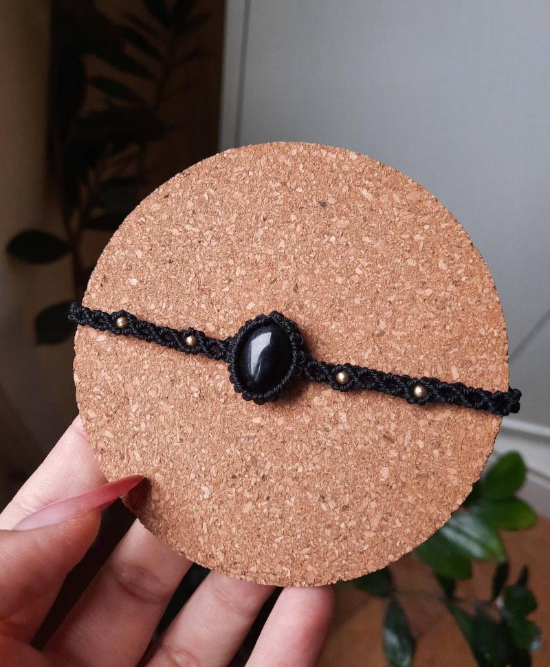 Obsidian Makramee Armband, Filigranes Minimalistisch, Edelsteinschmuck Obsidian Makramee Armband, Filigranes Minimalistisch, Edelsteinschmuck von MysticGemJewelryy