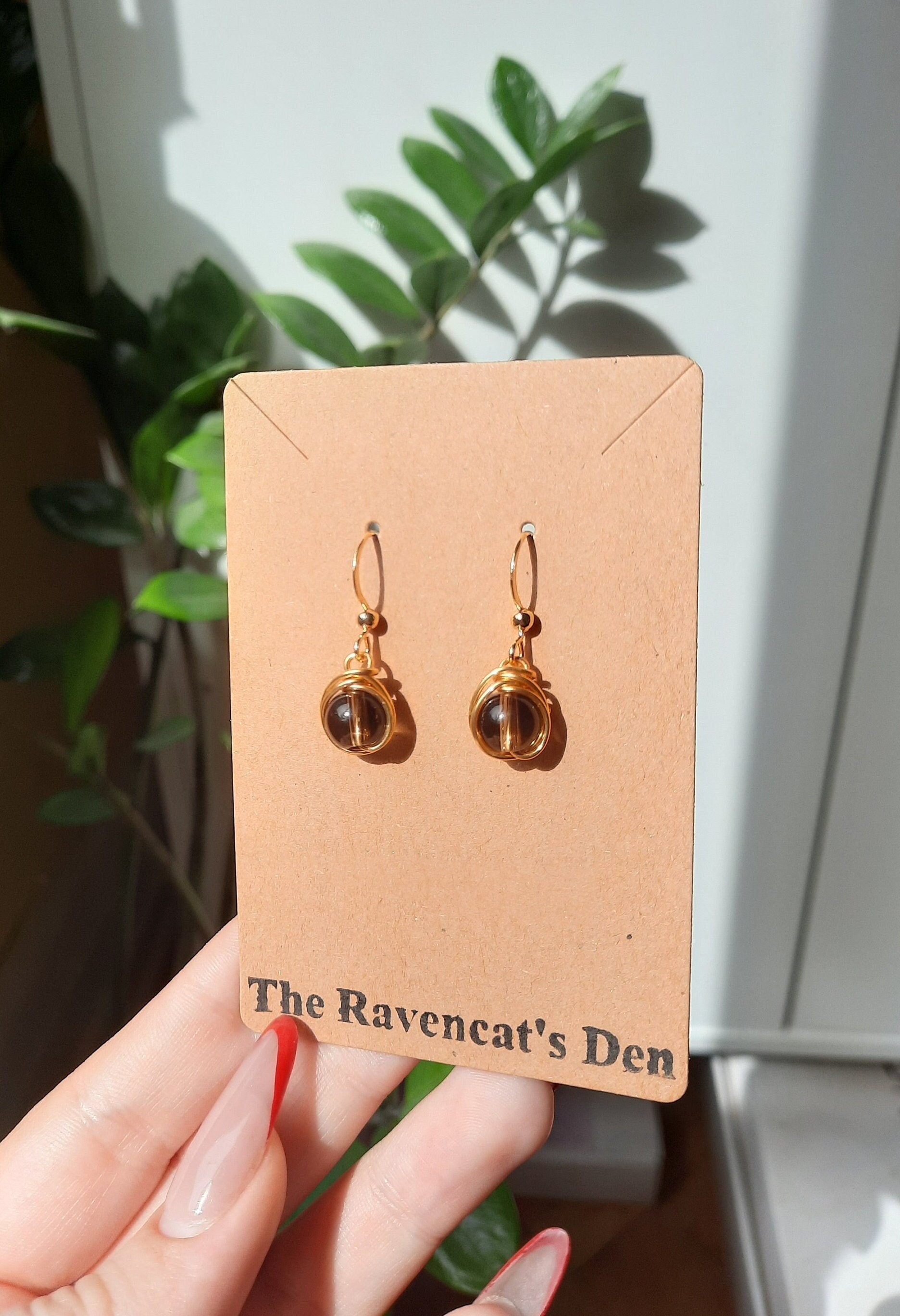 Rauchquarz Kristall Ohrringe Gold von MysticGemJewelryy