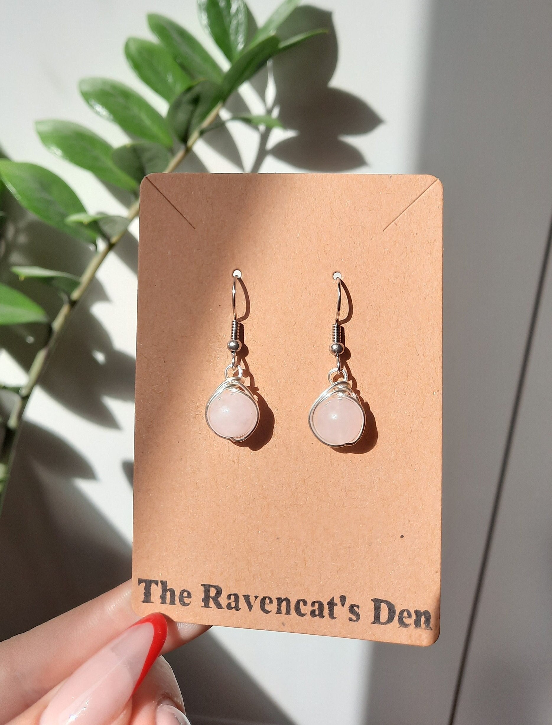 Rosenquarz Kristall Ohrringe von MysticGemJewelryy
