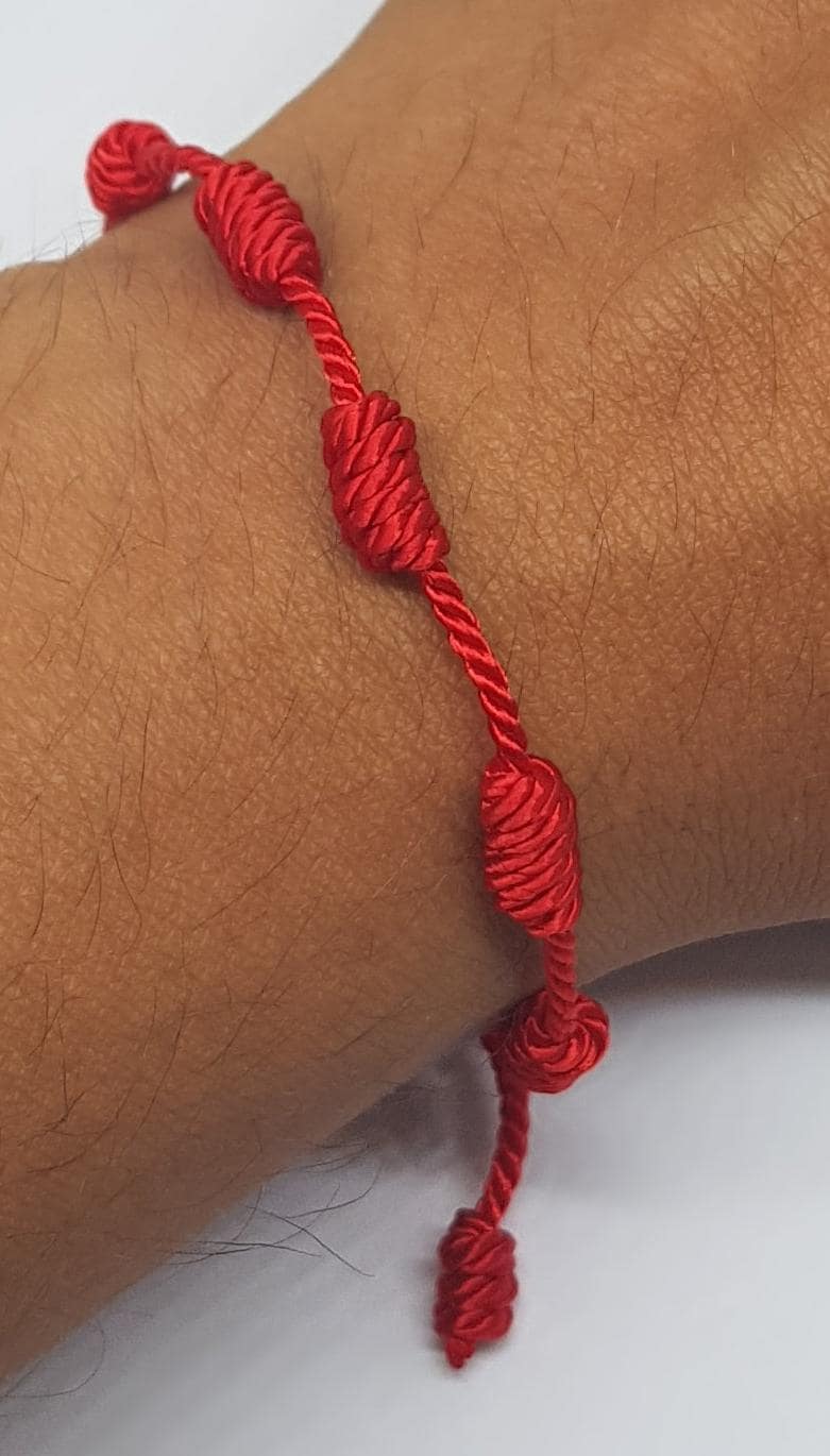 Kabbala-Armband - 7 Knoten Aus Rotem Faden Unisex Verstellbar Augenschutz Viel Glück von MysticJewelsByDalia