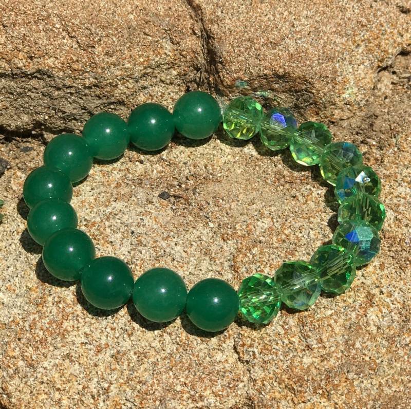Grüner Aventurin & Kristall Armband Heilstein Schmuck von MysticMoonCo777