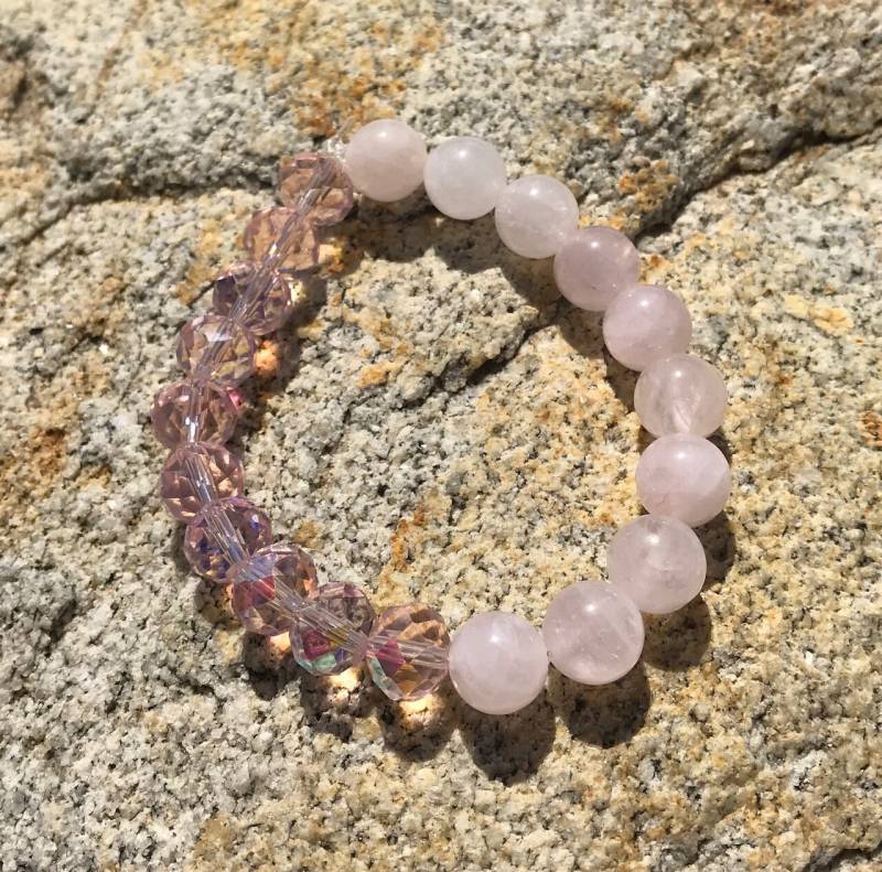 Rosenquarz Kristall Armband Liebesstein, Herzchakra | 8 Mm, 10 Mm Rosenquarz Kristall Armband Liebesstein, Herzchakra | 8 Mm, 10 Mm von MysticMoonCo777