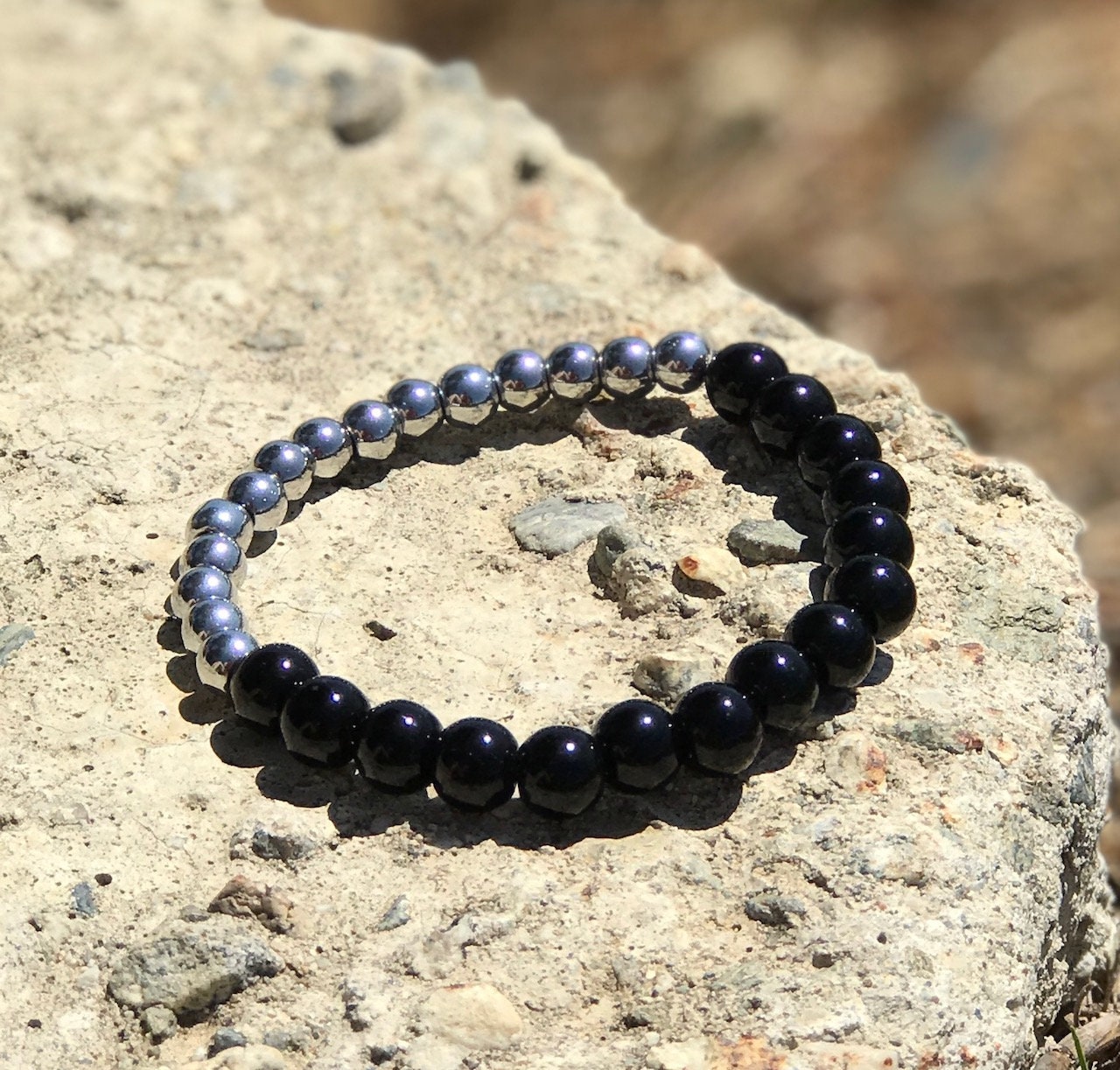 Schwarzer Jaspis Edelstein Armband 8 Mm Polierter Stein, Schutzschmuck Schwarzer Jaspis Edelstein Armband 8 Mm Polierter Stein, Schutzschmuck von MysticMoonCo777