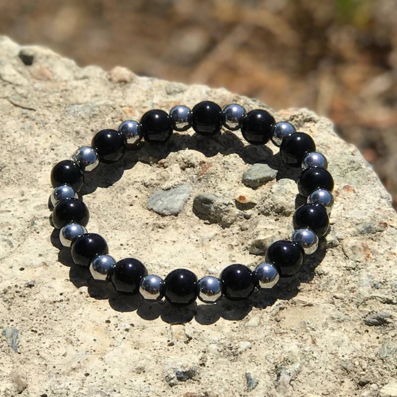 Schwarzer Jaspis Edelstein Armband Polierter Stein, Schutz Schmuck Schwarzer Jaspis Edelstein Armband Polierter Stein, Schutz Schmuck von MysticMoonCo777