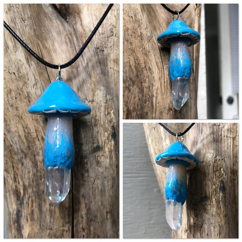 Türkis Blaue Kristall Quarz Festival Pilz Halskette Türkis Blaue Kristall Quarz Festival Pilz Halskette von MysticMunchkinArt