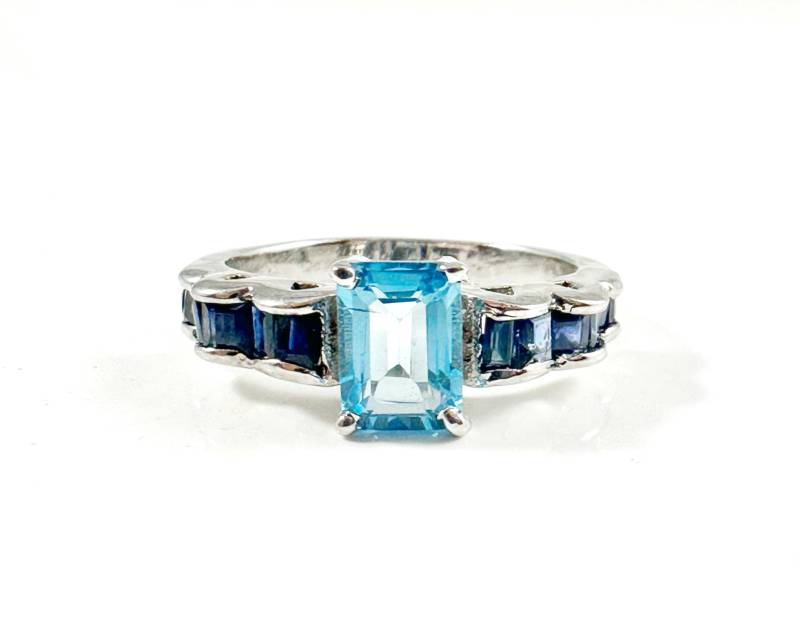 Natürliche Blautopas & Saphir Ring - Us 6.75 September Geburtsstein November Edelstein 925 Silber von MysticPlanetJewels