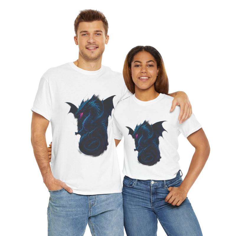 Mystical Dragon Unisex Schwere Baumwolle T-Shirt | Fantasy Bekleidung, Geschenk Für Gamer, Halloween Kostüm, Einzigartiges T-Shirt, Drachen von MysticWardenStudio