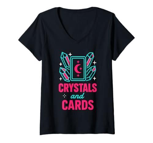 Damen Boho Tarot-Leser Mondphase Spirituelle Vibes Celestial Tarot T-Shirt mit V-Ausschnitt Damen Boho Tarot-Leser Mondphase Spirituelle Vibes Celestial Tarot T-Shirt mit V-Ausschnitt von Mystical Boho Witch Tarot Card Psychic Reader