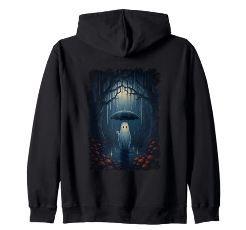 Geist im Regen unter dem Regenschirm Kapuzenjacke von Mystical Forest Ghost Umbrella