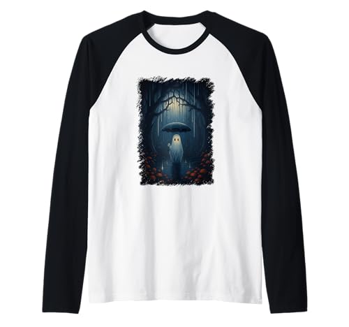 Geist im Regen unter dem Regenschirm Raglan von Mystical Forest Ghost Umbrella