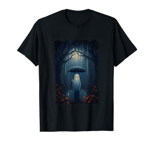 Geist im Regen unter dem Regenschirm T-Shirt Geist im Regen unter dem Regenschirm T-Shirt von Mystical Forest Ghost Umbrella