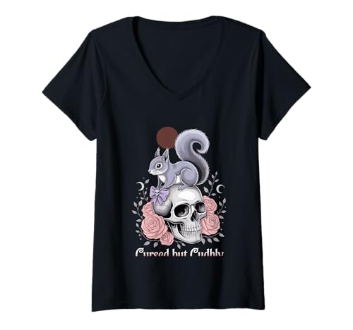 Damen Verfluchte Aber kuschelige mystische Kunst T-Shirt mit V-Ausschnitt Damen Verfluchte Aber kuschelige mystische Kunst T-Shirt mit V-Ausschnitt von Mystical Squirrel Roses Moon